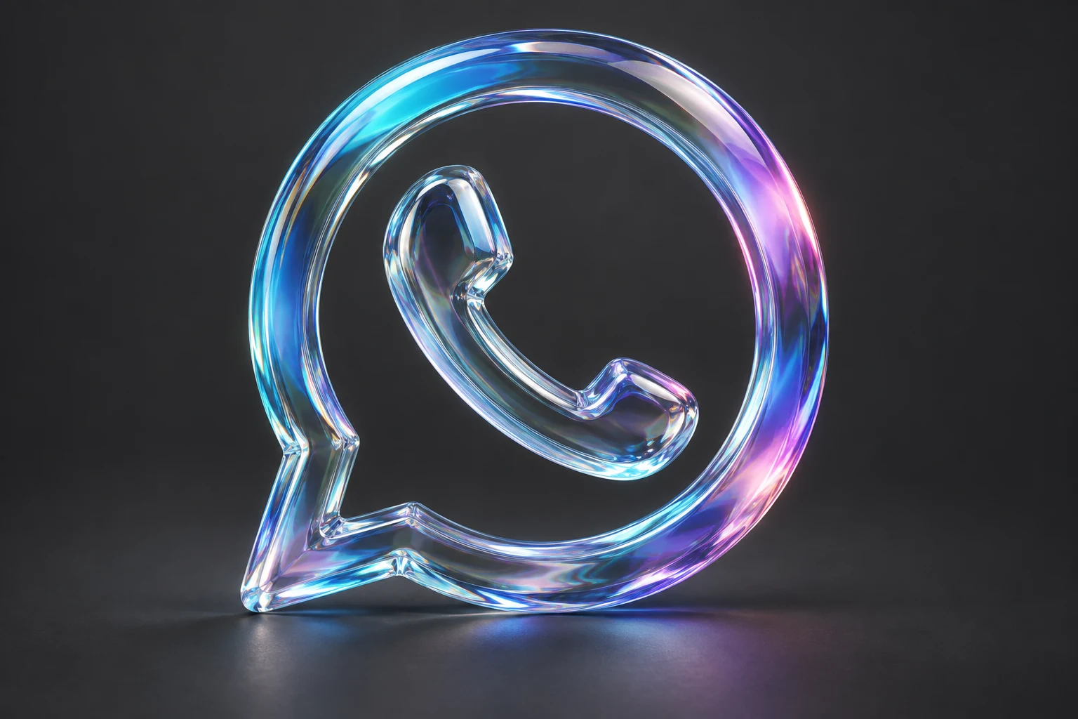 Símbolo do WhatsApp em vidro furta-cor